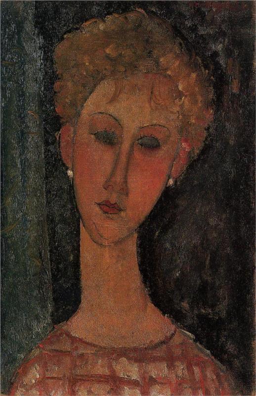 A Blond Wearing Earrings - Amedeo Modigliani Paintings